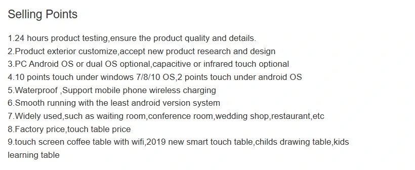 Waterproof Smart LCD Touch Table for Coffee or Restaurant Customize Interactive Touch Screen Table Multitouch Table with Toughened Glass