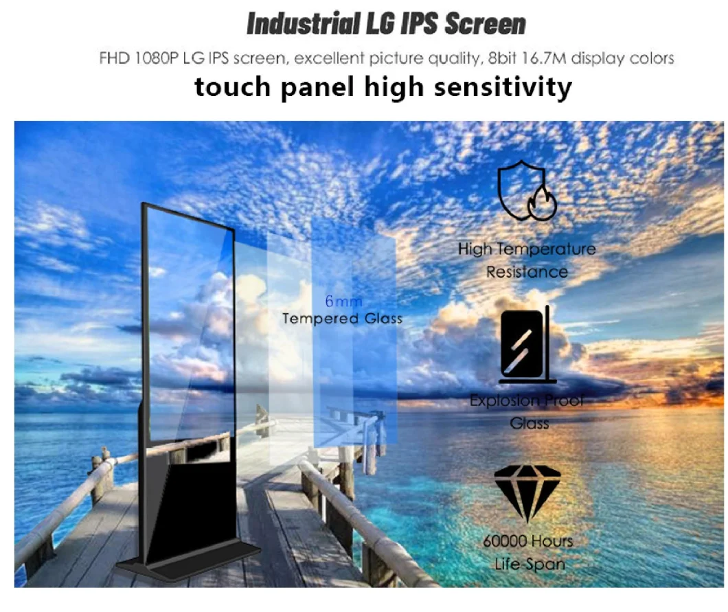 32-Inch 2K / 4K Resolution Indoor LCD Digital Signage Kiosk Advertising Player