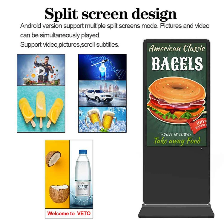 Factory 32 49 55 65 Inch Android 4K Totem Touch Screen Digital Signage Kiosk LCD Floor Standing Advertising Display