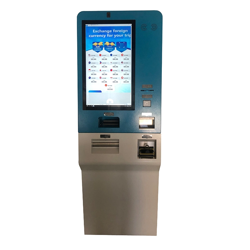 Free Standing Touch Screen Self Service Airport Currency Exchange Kiosk